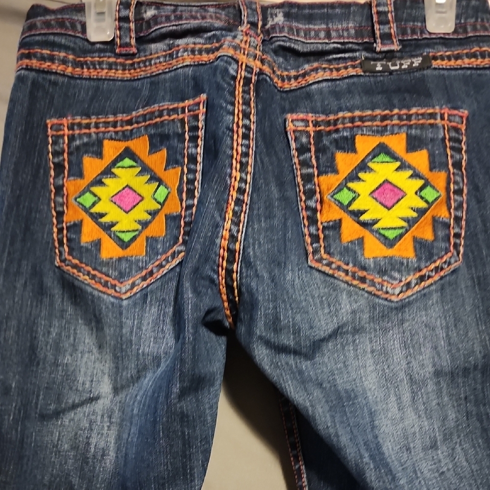 Cowgirl Tuff Blue Jeans with Geometric Embroidery - Picture 8 of 8
